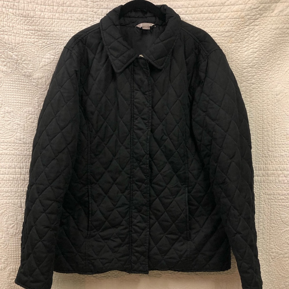 Black Quilted Barn Jacket Size Large